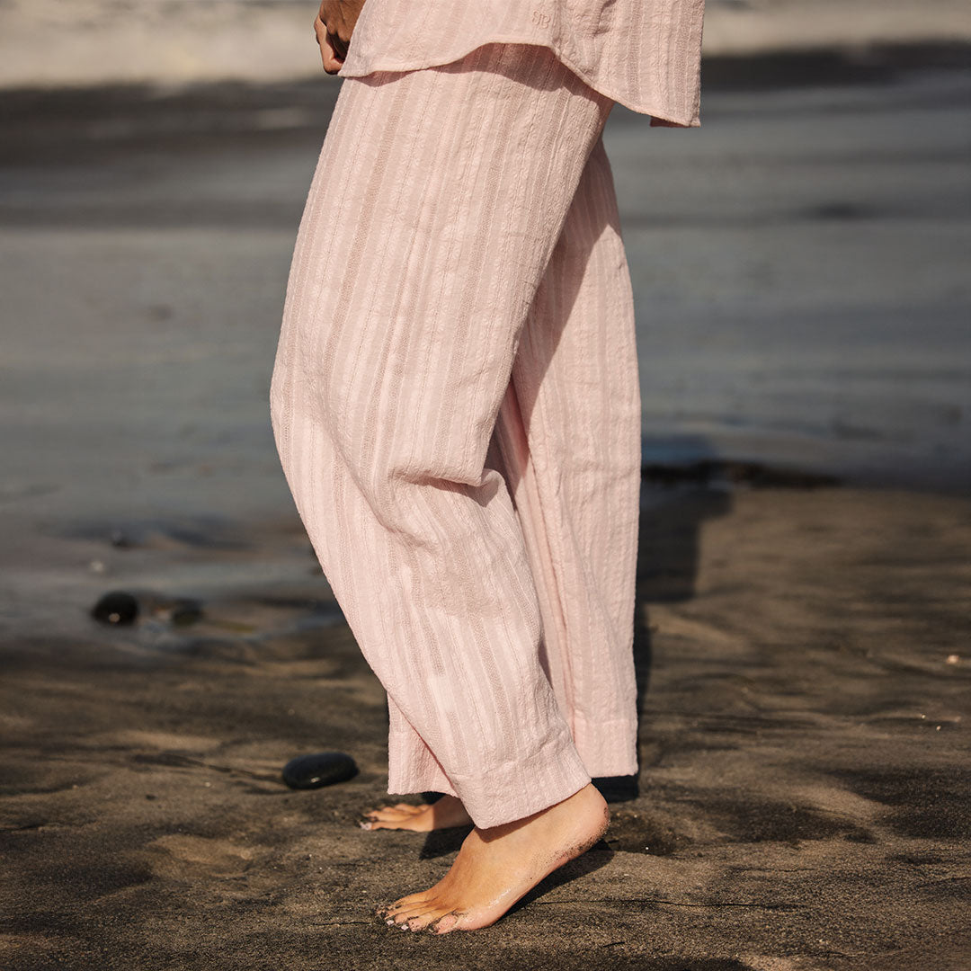 Women's Cabana Pants - Soft Pink Lounge Pants for Summer Beach Vacation & Casual Wear | Comfortable Elastic Waist Pajama Bottoms for Relaxing at Home