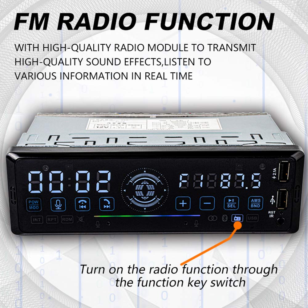 Premium Bluetooth Car Stereo with FM Radio, Voice & Gesture Control, Hands-Free Calling, MP3 Playback, Dual USB & AUX Input - Fast Charging & Remote Control for Cars, Trucks & Road Trips