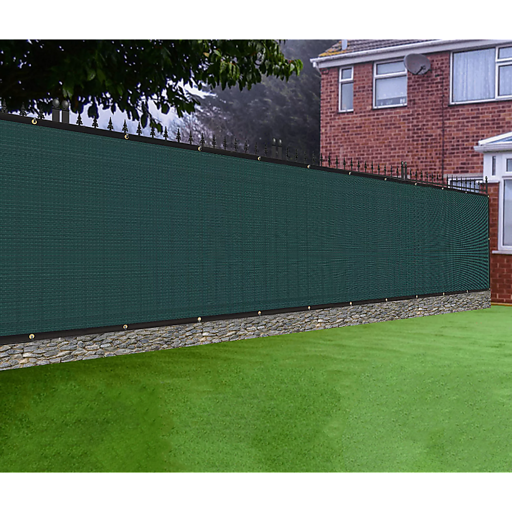 15m x 2m Dark Green Privacy Fence Windscreen - Heavy Duty Shade Cover Mesh for Garden, Backyard, and Sports Field Protection | UV Resistant & Durable Outdoor Fabric