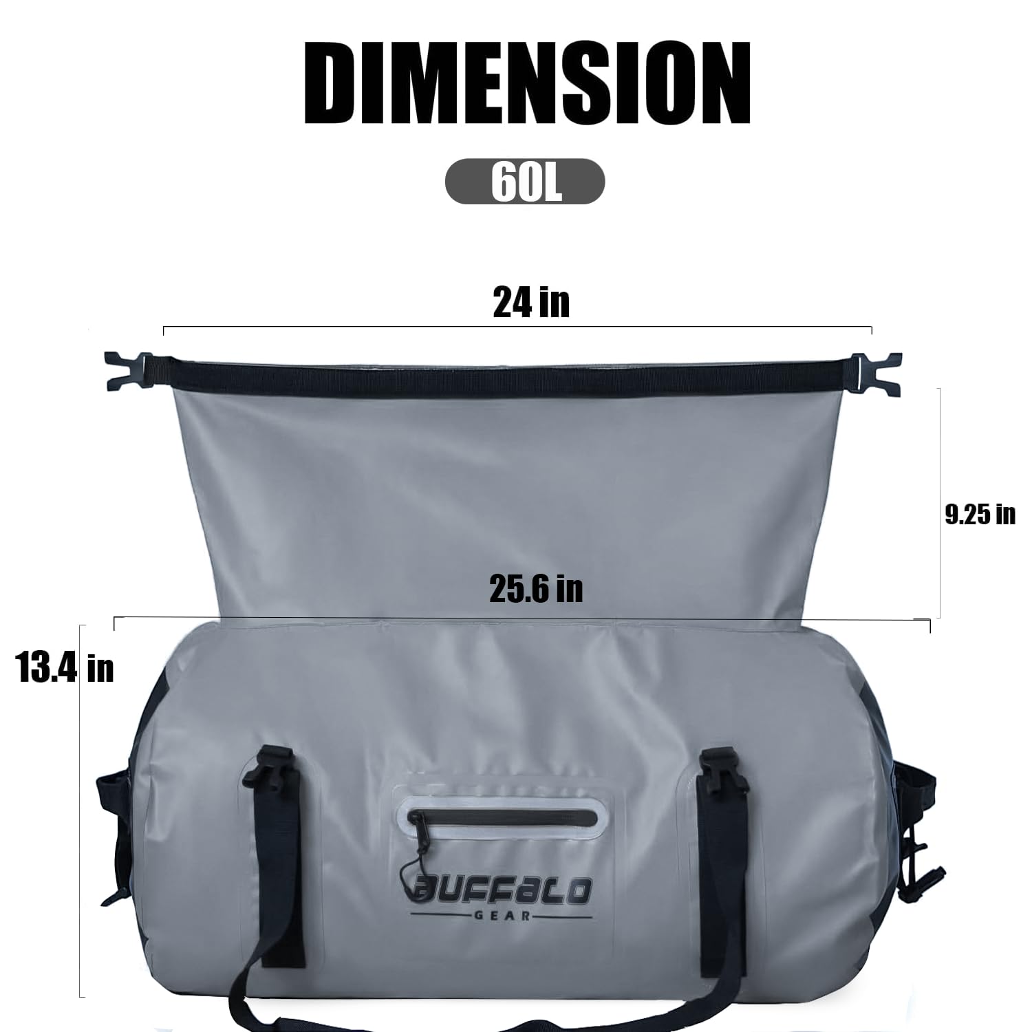 Buffalo Gear Waterproof Duffle Bag 40L 60L 80L - Heavy Duty Roll-top Dry Bag for Travel, Kayaking, Rafting, Boating, Fishing & Camping - Ideal for Outdoor Adventures and Water Sports