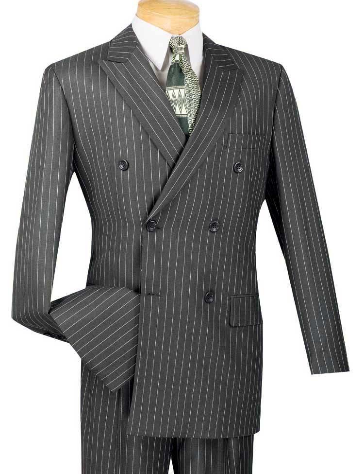 Banker Collection Men's Double Breasted Pinstripe Charcoal Suit - Premium Business Attire for Office, Weddings & Formal Events | Slim Fit Professional Suit Jacket & Pants Set