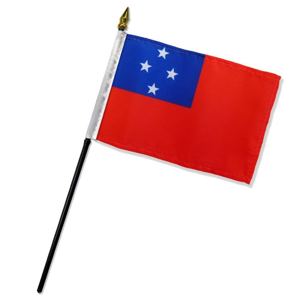Western Samoa 4x6 Inch Mini Desk Stick Flags - Set of 12 Small Handheld Flags Without Base - Perfect for International Events, Classroom Decor & Cultural Displays