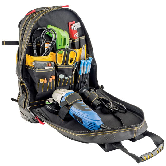 18 Inch Professional Tool Backpack for Electricians & Contractors - Heavy Duty Work Backpack with Multiple Pockets - Perfect for Construction Sites & DIY Projects