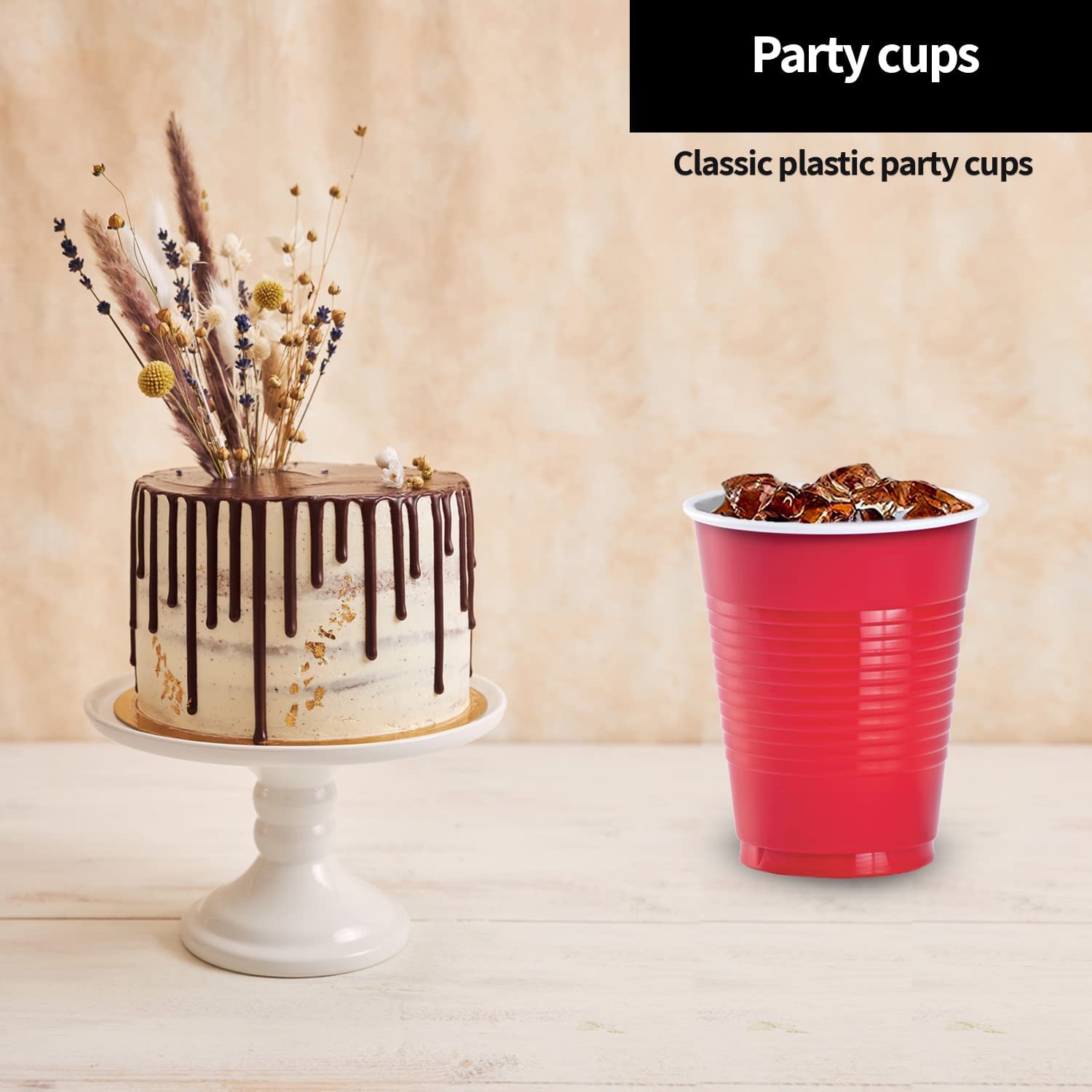 Premium Heavy Duty 18 Oz Red Plastic Party Cups - 600 Count Disposable Solid Color Cups for Weddings, Events & Everyday Use | Durable, Elegant & BPA-Free Drinking Cups for Home, Office & Outdoor Gatherings