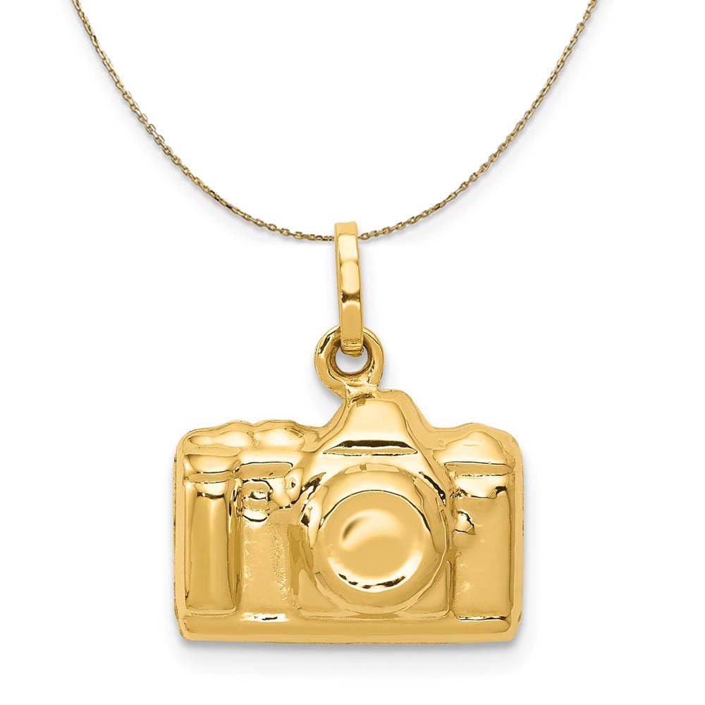 14K Yellow Gold Polished Camera Pendant Necklace - Elegant Jewelry Gift for Photographers & Travel Lovers (Perfect for Birthdays, Anniversaries & Special Occasions)