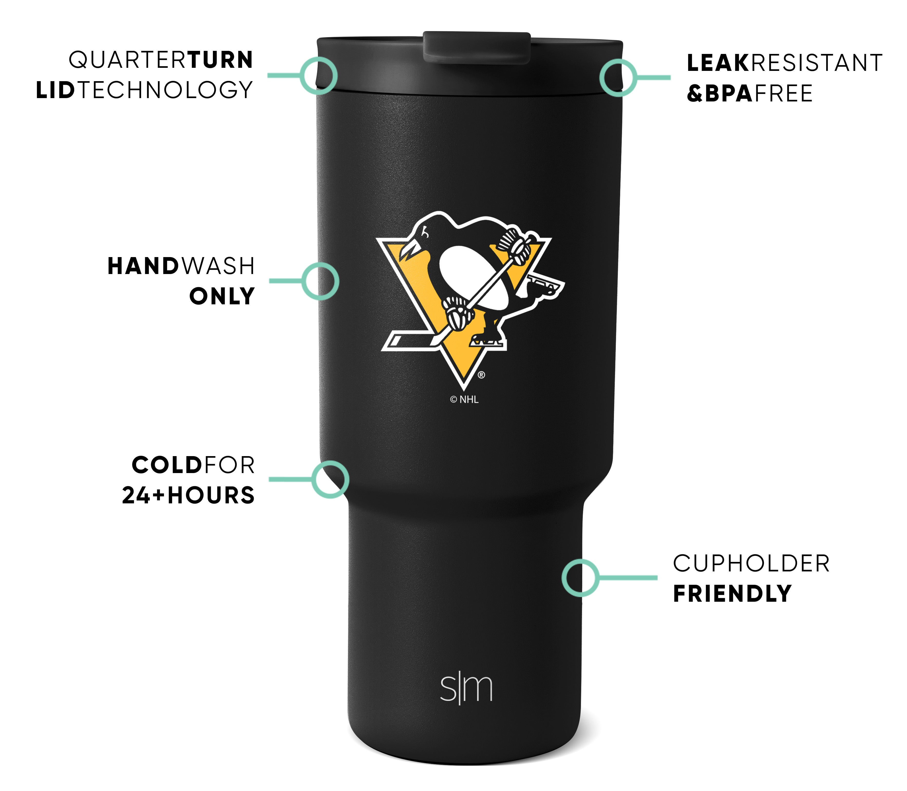 NHL Trek Tumbler 20oz Stainless Steel Insulated Water Bottle - Leakproof Travel Mug for Coffee & Tea - Perfect for Hockey Fans, Camping & Outdoor Activities