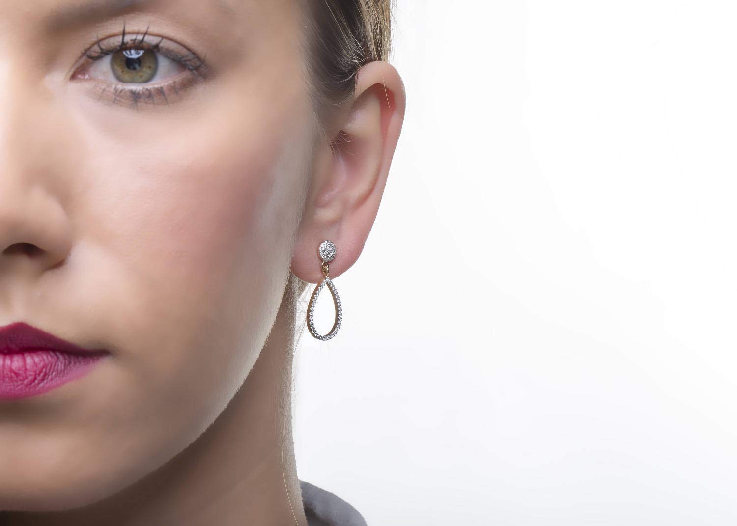 Elegant Jewelry Box - Women's Unique Diamond Dangle Earrings in Solid 9K, 14K & 18K Gold - Black Diamond Drop Earrings for Weddings, Parties & Special Occasions | Perfect Gift for Her