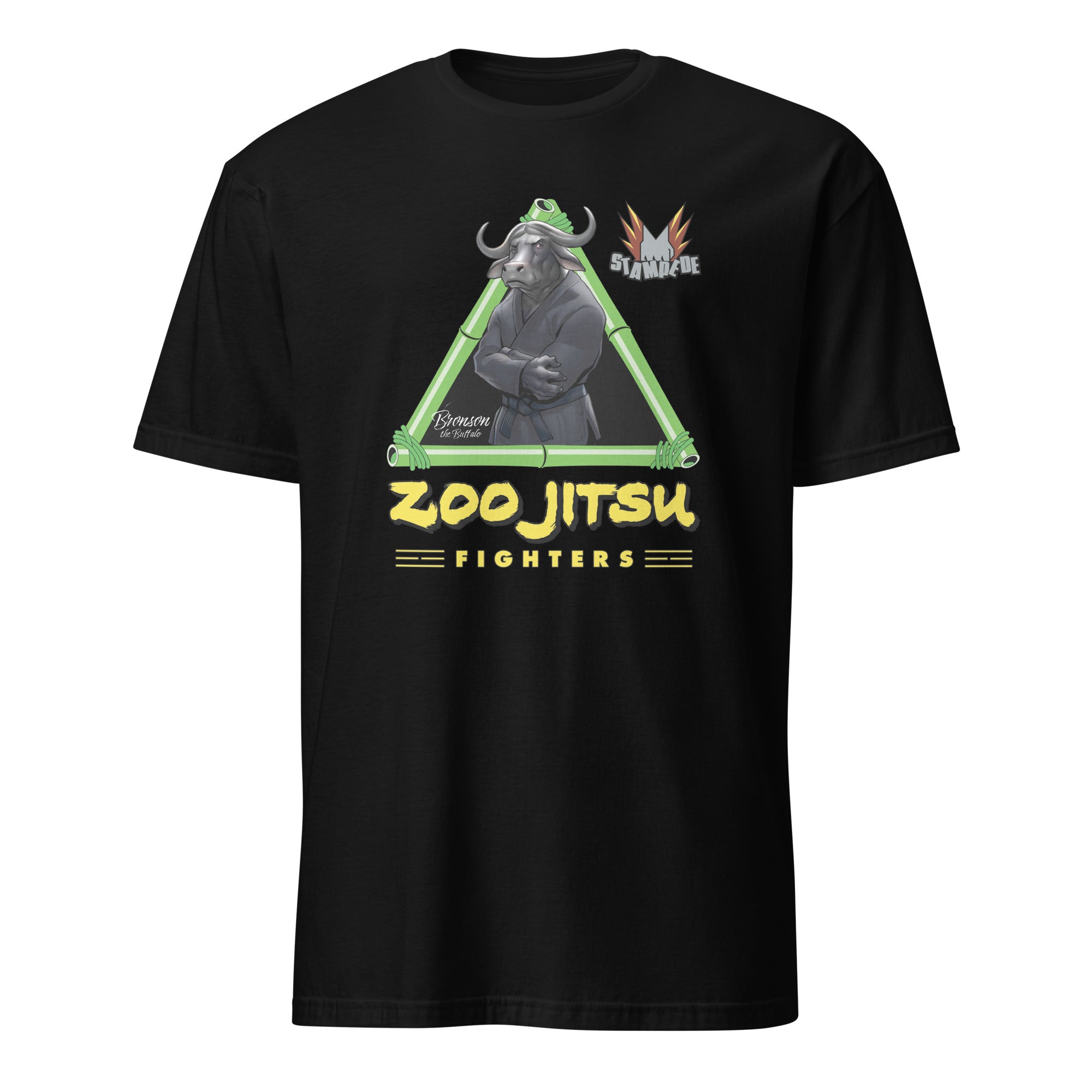 Zoo Jitsu Fighters Bronson the Buffalo Graphic Tee - Unisex Short Sleeve Cotton T-Shirt for Men & Women - Perfect for Martial Arts Fans, Casual Wear & Anime Lovers