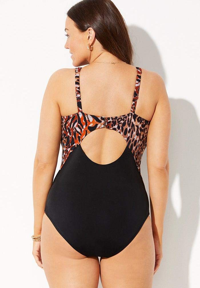 Plus Size Women's One Piece Swimsuit - Center Ring Plunge Design for Curvy Figures | Perfect for Beach Vacations, Pool Parties & Summer Getaways