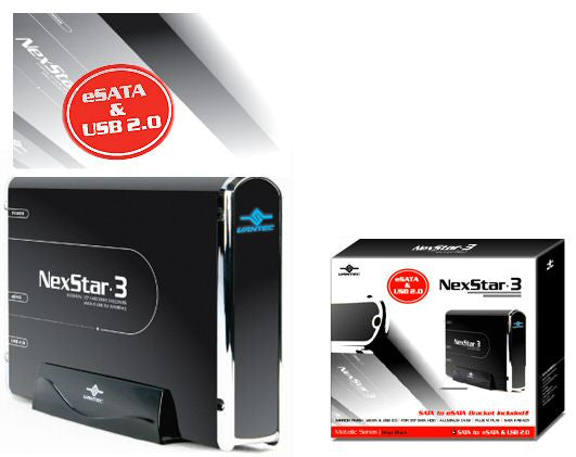 Vantec Nexstar 3 External Hard Drive Enclosure - USB 2.0 & eSATA Support for 3.5