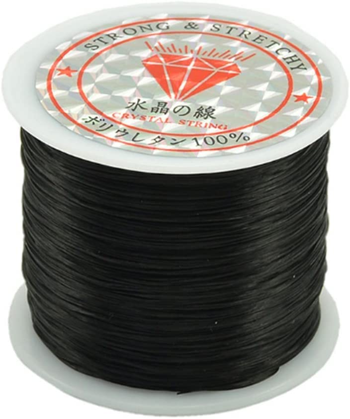 Stretchy Elastic Beading Cord 0.5mm - Crystal Clear Jewelry Making String for DIY Bracelets, Necklaces & Crafts (50m Roll) - Perfect for Adults, Kids, Women & Men - Black | Great for Friendship Bracelets, Beadwork & Handmade Jewelry Projects