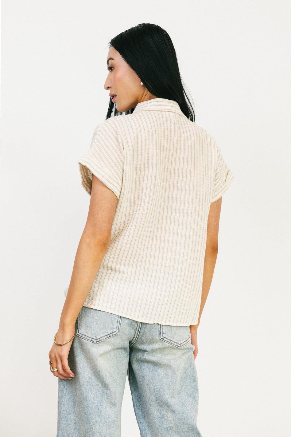 Markie Khaki Striped Button-Up Shirt for Men | Casual & Business Wear | Perfect for Office, Dates & Outdoor Activities