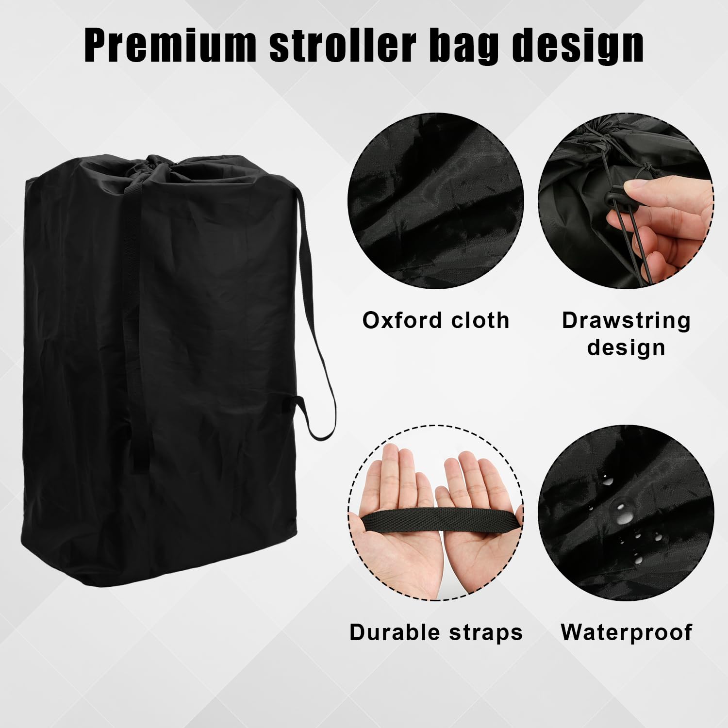 Waterproof Airplane Stroller Travel Bag - Gate Check Approved Baby Stroller Cover with Handle for Air Travel (Black) | Perfect for Family Vacations, Airport Security & Protecting Your Stroller During Flights
