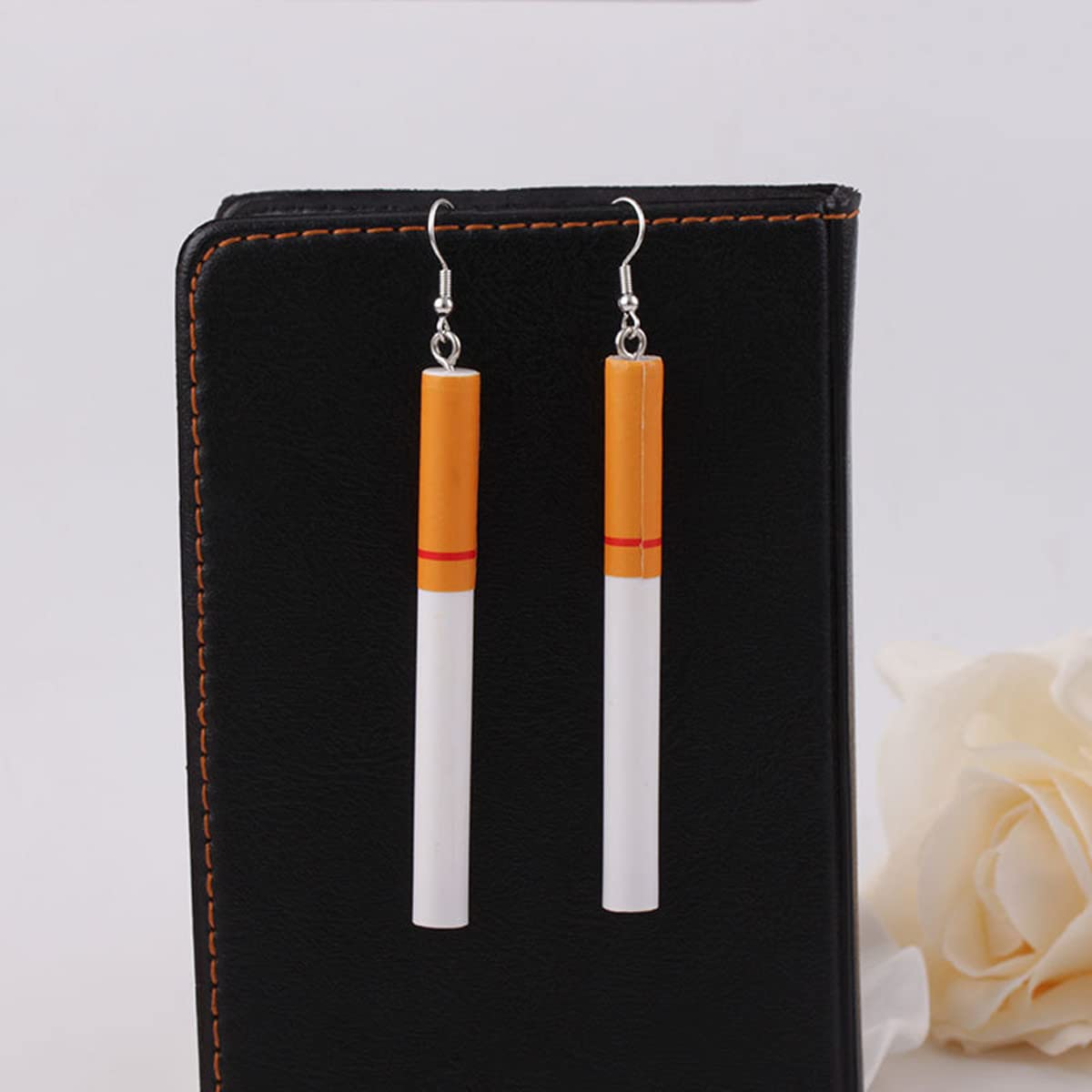 Funny Cigarette Butt Drop Dangle Earrings for Women - Punk Fashion Jewelry - Harajuku Creative Wacky Lifelike Cigarette Eardrops - Perfect for Parties, Halloween Costumes & Punk Rock Outfits