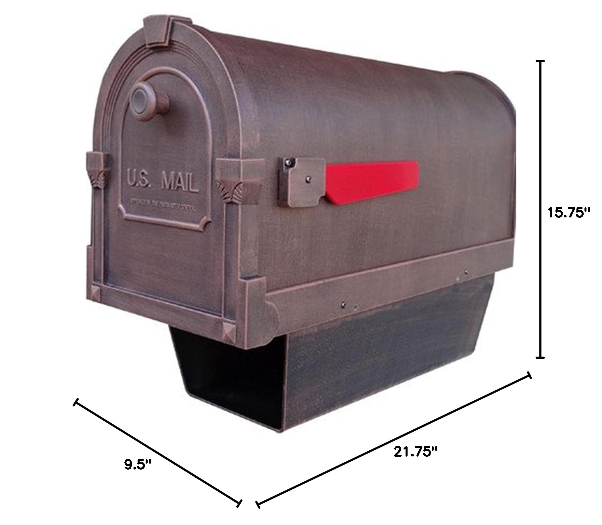 SCS-2014-VG Verde Green Aluminum Curbside Mailbox with Paper Tube - Durable Post Mount Mailbox for Home & Business - Weather-Resistant Outdoor Mail Solution for Residential Streets & Office Buildings
