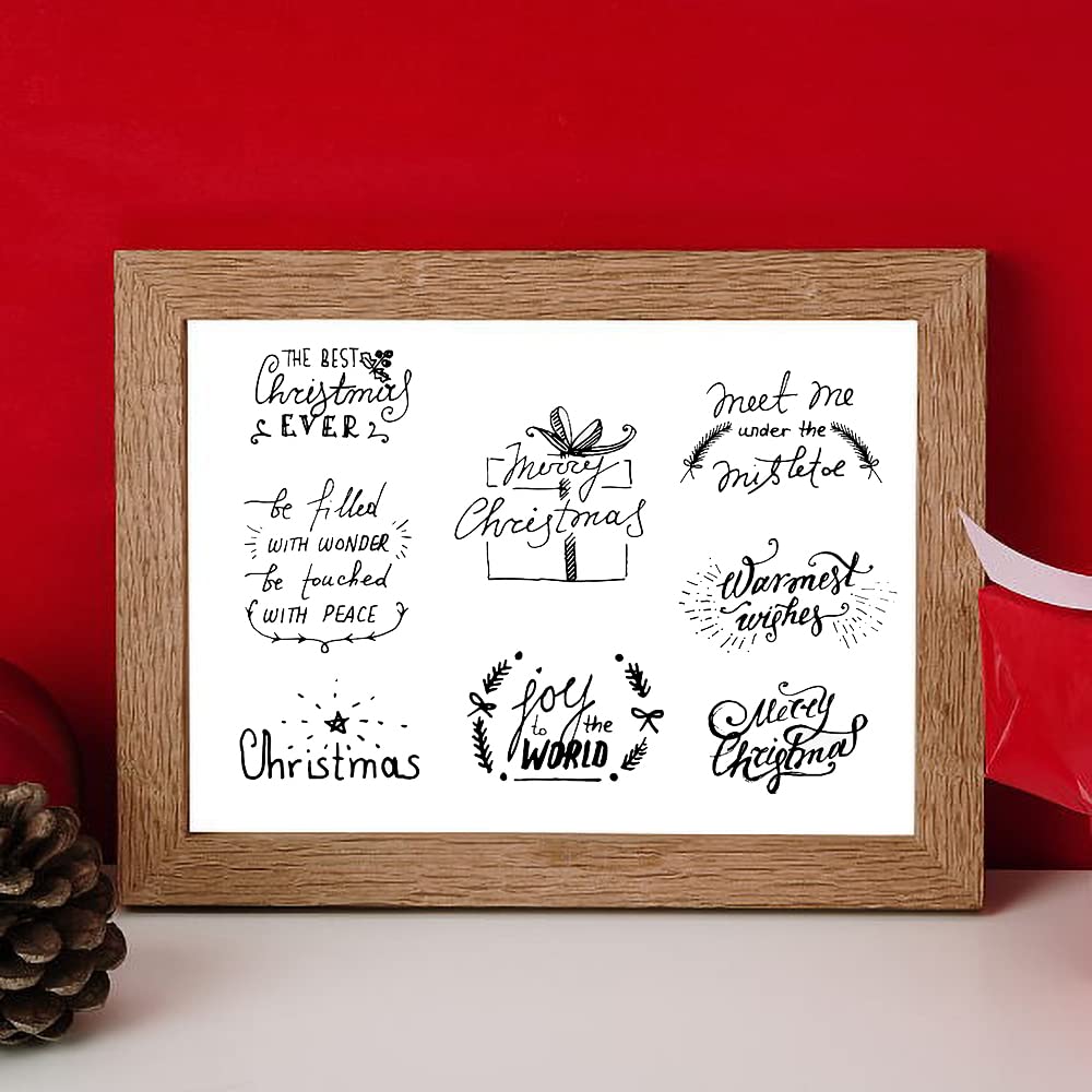 11 PCS Christmas Greeting Clear Stamps Set - Holiday Card Making, Scrapbooking & Photo Album Decorations - Snowflake Tree Rubber Stamps for DIY Christmas Crafts - Perfect for Gift Wrapping, Journals & Party Invitations