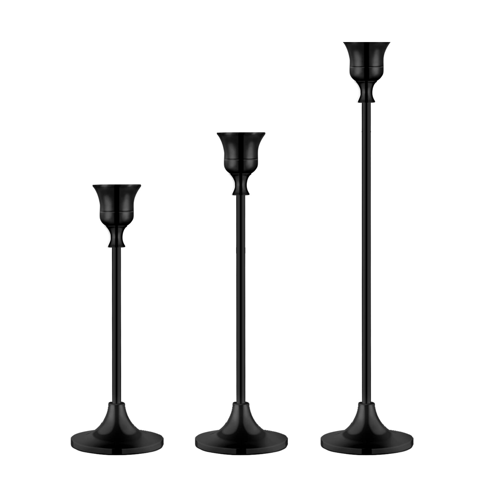 Vintage Black Candelabra Candle Holders - Elegant Taper Candle Sticks for Fireplace, Dining Table, Wedding & Home Decor | Set of 2 Classic Metal Candle Holders for Romantic Ambiance & Party Centerpieces