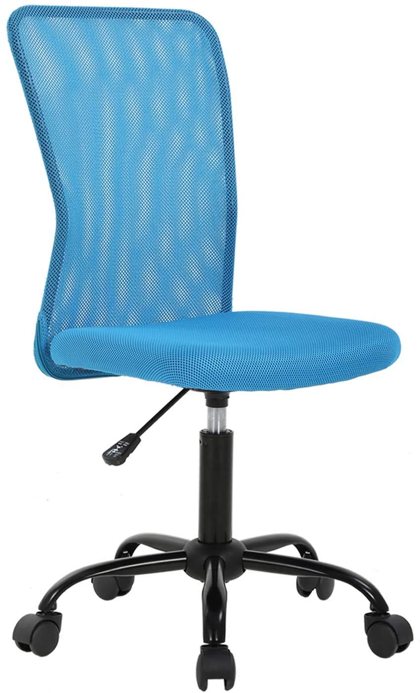 Best Ergonomic Office Chair - Mesh Computer Desk Chair with Lumbar Support, Armless Modern Executive Swivel Rolling Chair for Home & Office Workspace (Blue) - Perfect for Long Hours Sitting, Gaming & Remote Work