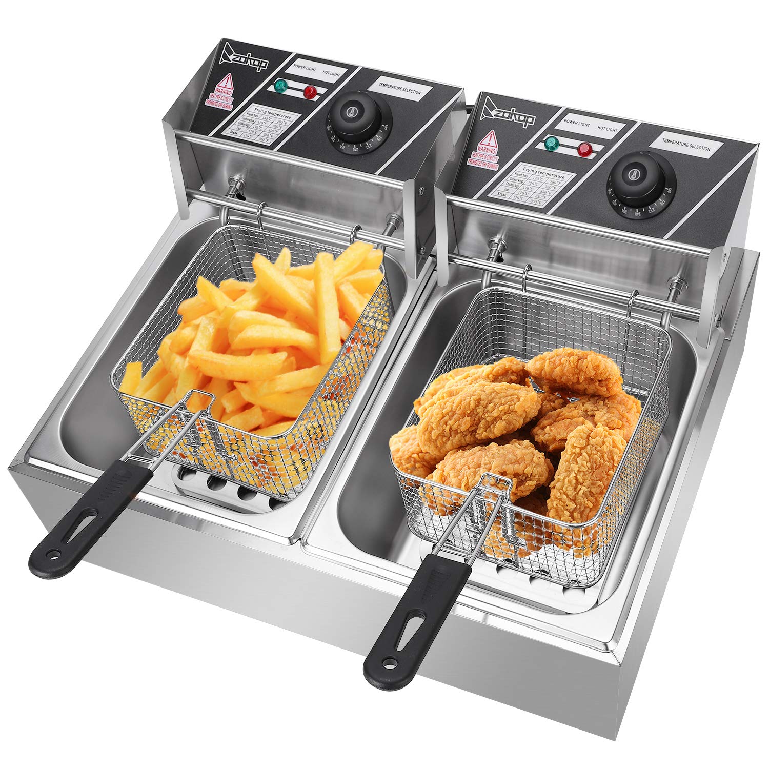 12L Commercial Electric Deep Fryer - Stainless Steel Countertop Fryer with Basket for French Fries, Chicken, Fish - Perfect for Restaurants & Home Kitchens