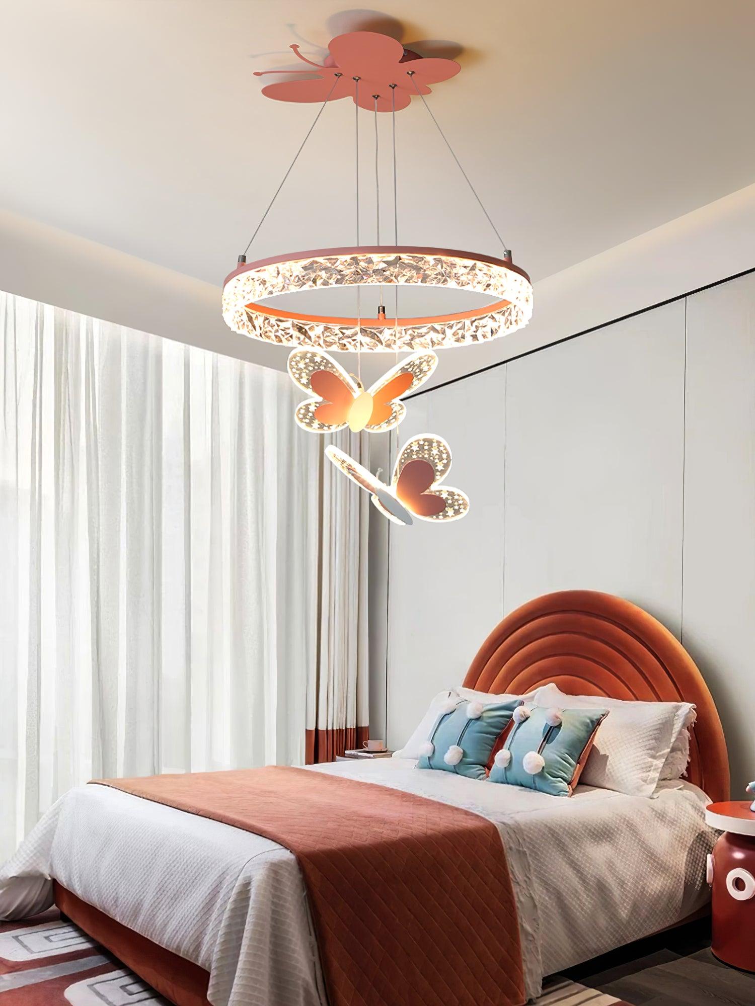 Cartoon Butterfly Acrylic Pendant Light - Whimsical Kids Room Decor, Nursery Lighting, Bedroom Ceiling Lamp for Girls & Boys - Perfect for Children's Bedrooms, Playrooms & Birthday Party Decorations