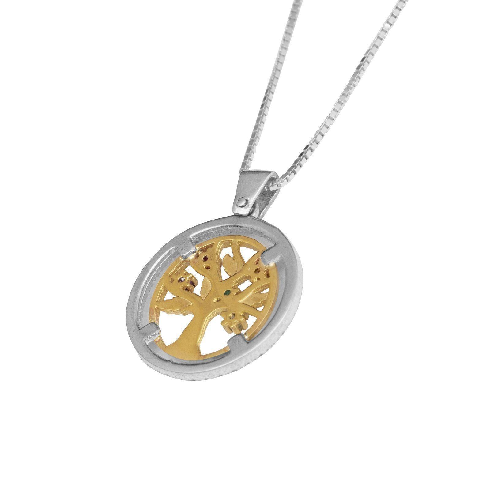 925 Silver & 9K Gold Tree of Life Pendant with Multicolor Crystals & CZ Stones - Perfect for Gifts, Spiritual Jewelry & Everyday Wear