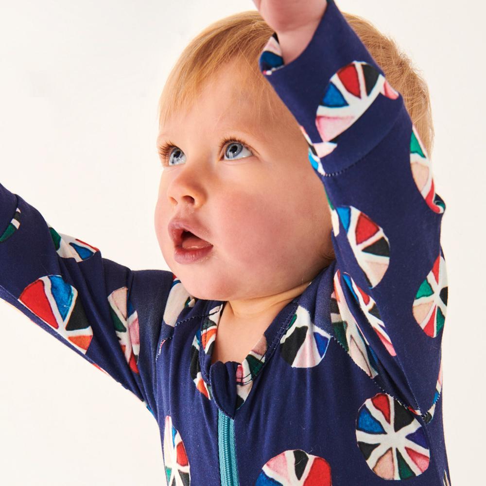 Organic Navy Blue Zip Romper for Baby Boys & Girls - Soft Cotton One-Piece Outfit for Playtime, Daycare & Special Occasions