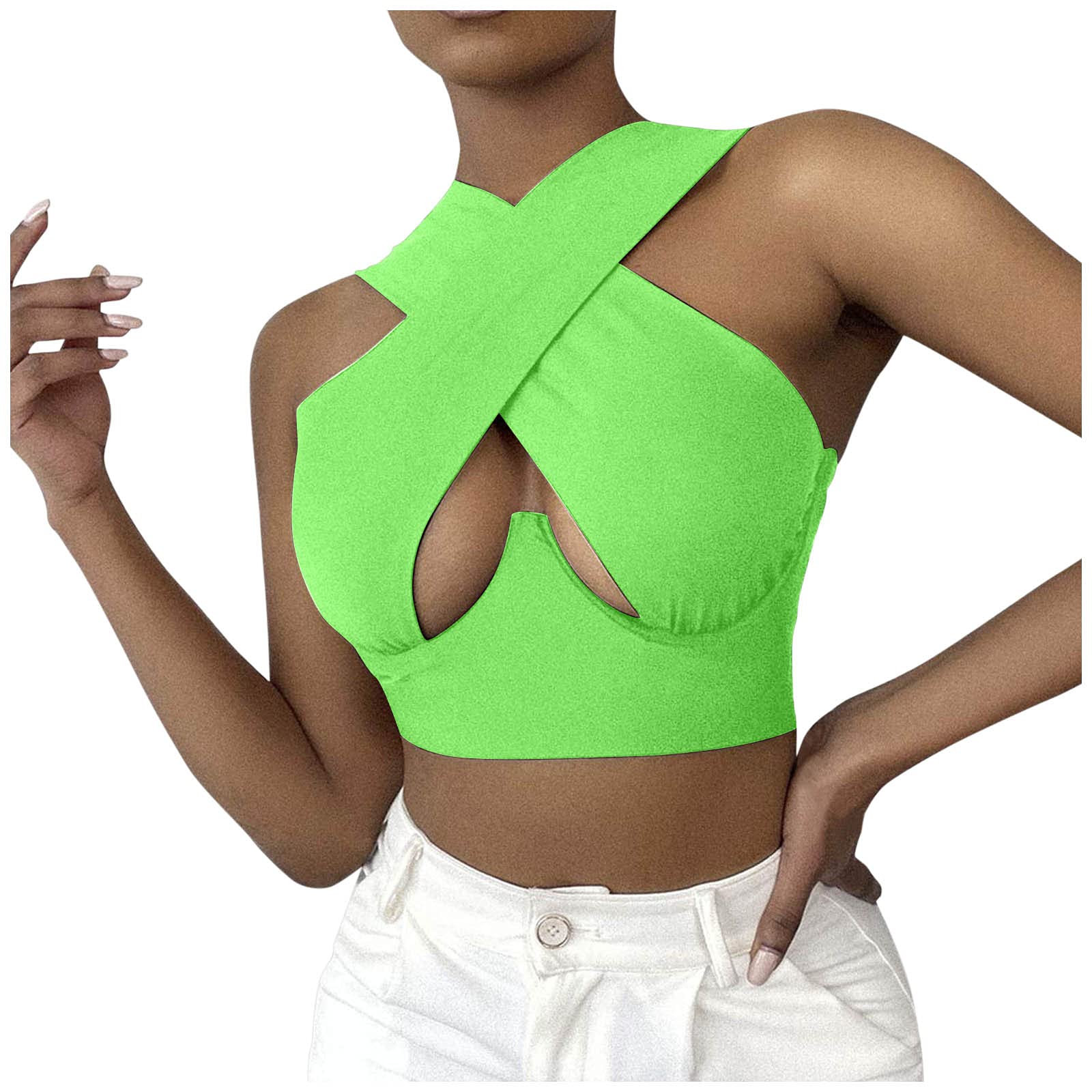 Women's Crisscross Halter Crop Top - Vintage Wrap Tank Blouse & Cami for Summer Outfits - Perfect for Beach, Parties, and Casual Wear