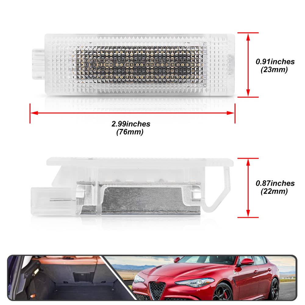 LED Luggage Trunk Lights Car Interior Lamp for Dodge Chrysler 200 Dart Jeep Renegade Cherokee KL Fiat 500 500X - Xenon White Storage Compartment Lighting for Night Driving & Road Trips