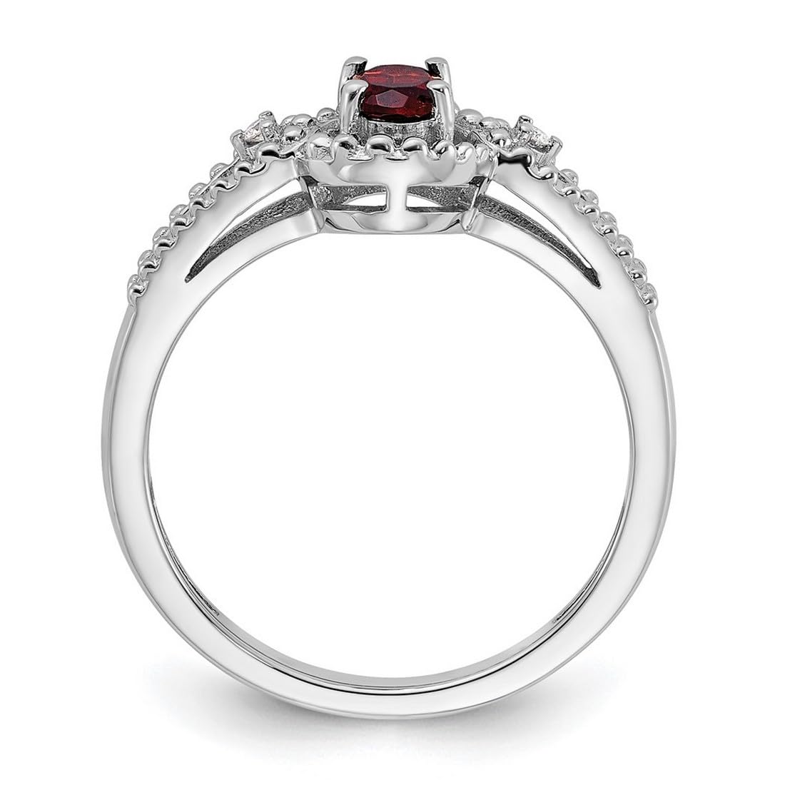 925 Sterling Silver Garnet & Diamond Ring for Women | Elegant Polished Jewelry for Engagement, Anniversary & Special Occasions