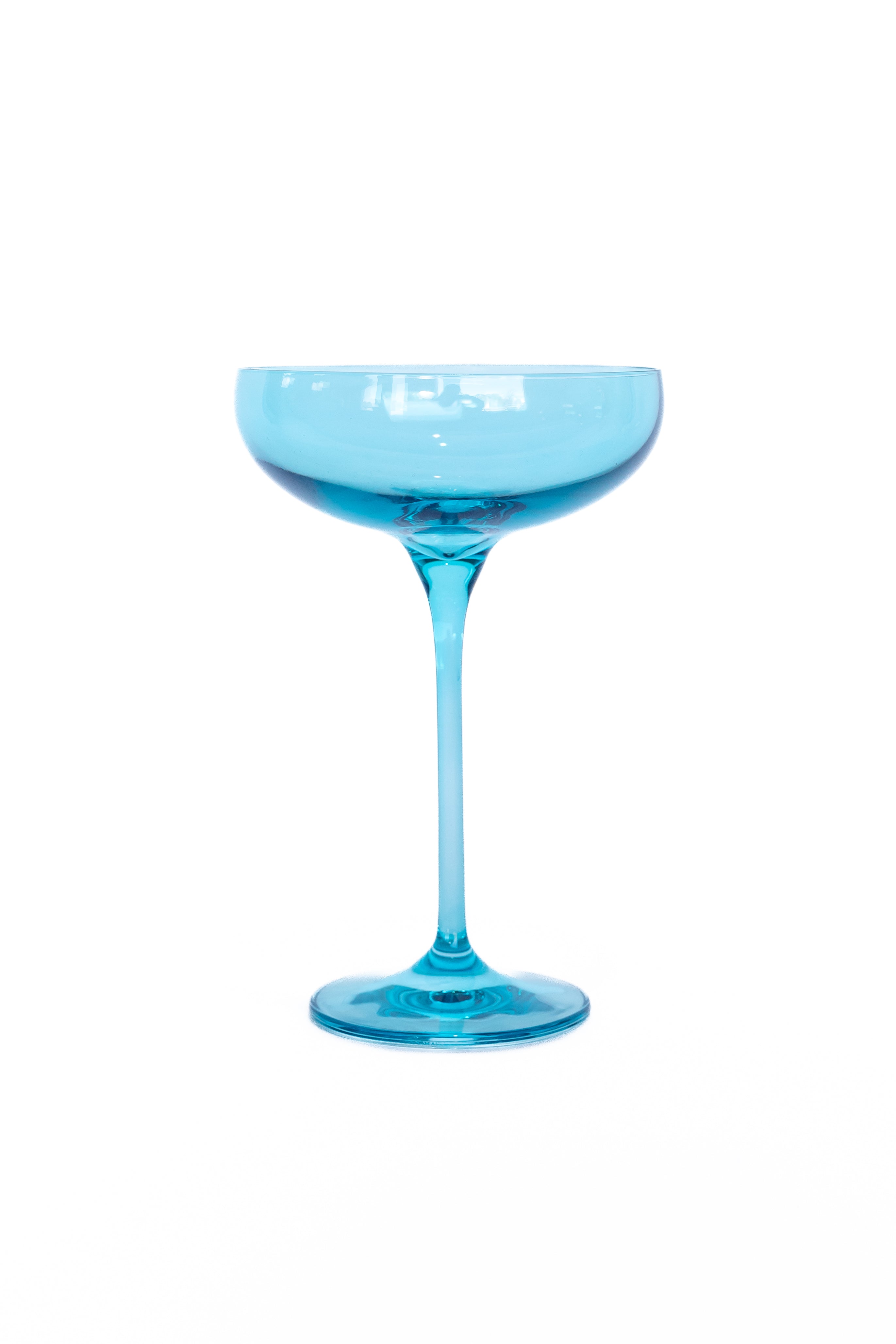 Estelle Colored Champagne Coupe Glasses Set of 2 - Elegant Ocean Blue Stemware for Wedding, Party & Special Occasions