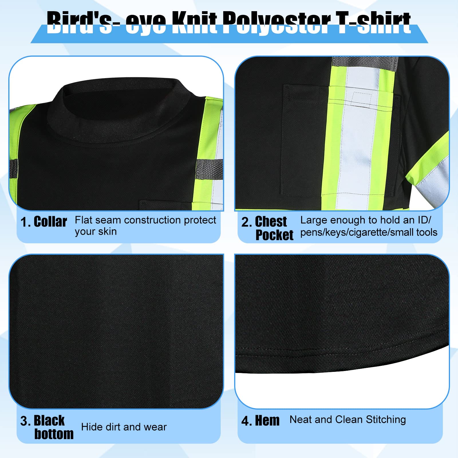 12 Pack High Visibility Reflective Safety T-Shirts - Breathable Work Shirts for Construction & Outdoor Jobs - OSHA Compliant Safety Apparel for Men & Women - Ideal for Night Work, Road Construction & Emergency Responders