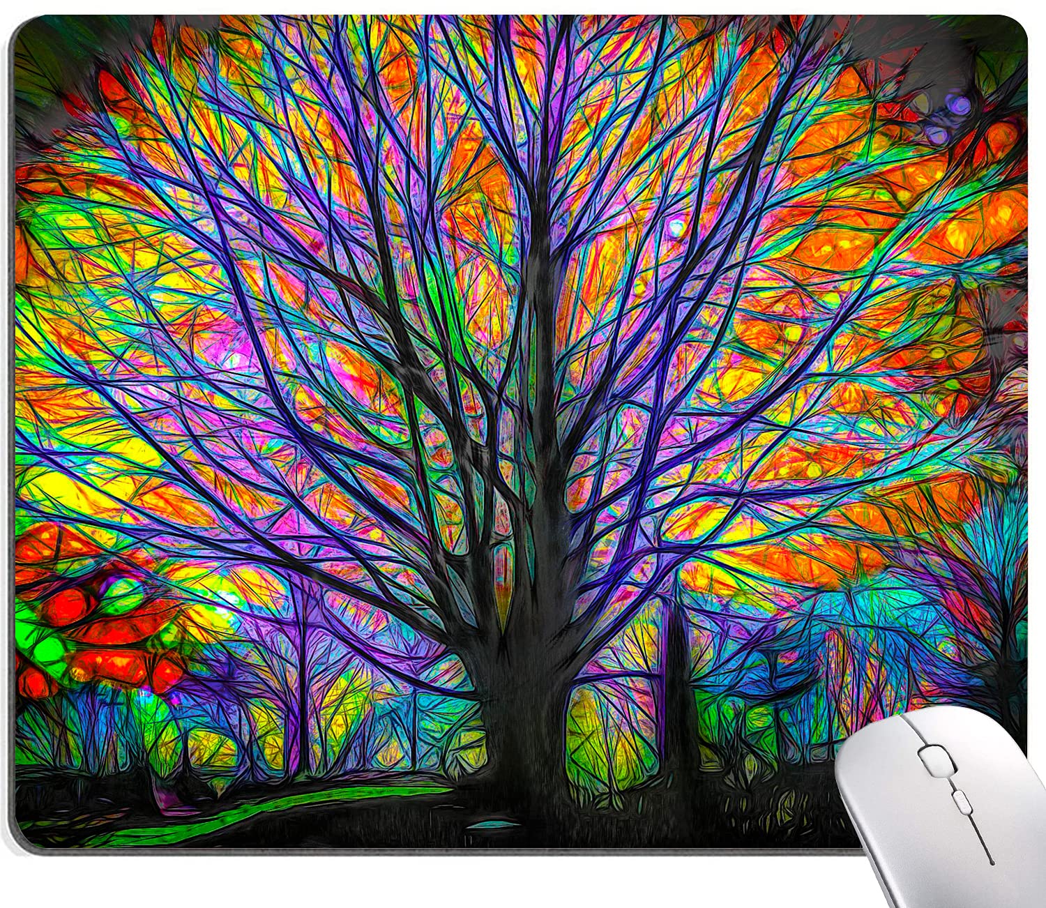 Custom Tree Design Mouse Pad - Non-Slip Rubber Base, Waterproof Square Mousepad for Office & Laptop (9.5