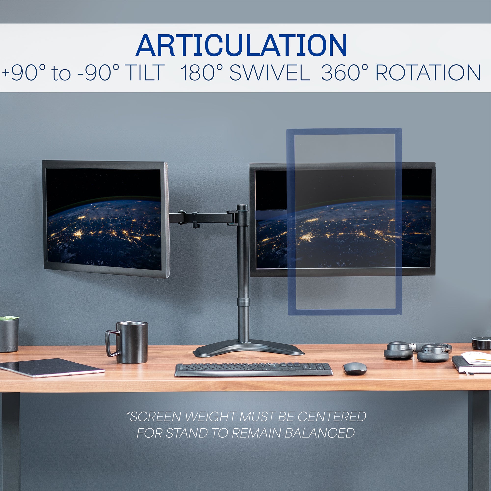 Dual Monitor Stand for Desk - Adjustable Mount Holds Up to 38 Inch Screens - Perfect for Home Office, Gaming Setup & Workspace Organization