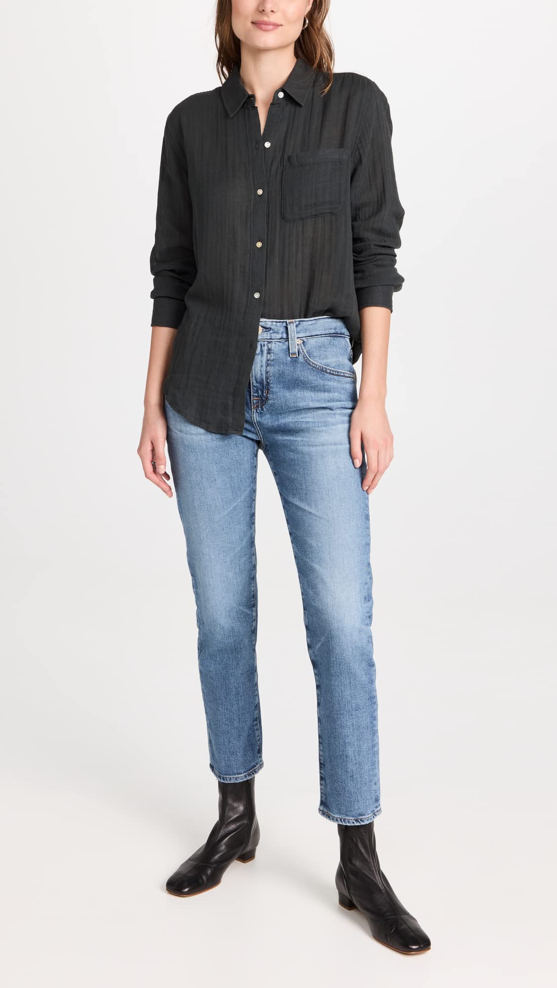 AG Adriano Goldschmied Women's Ex Boyfriend Slim Jeans - High Waisted Distressed Denim Pants for Casual Wear & Night Out