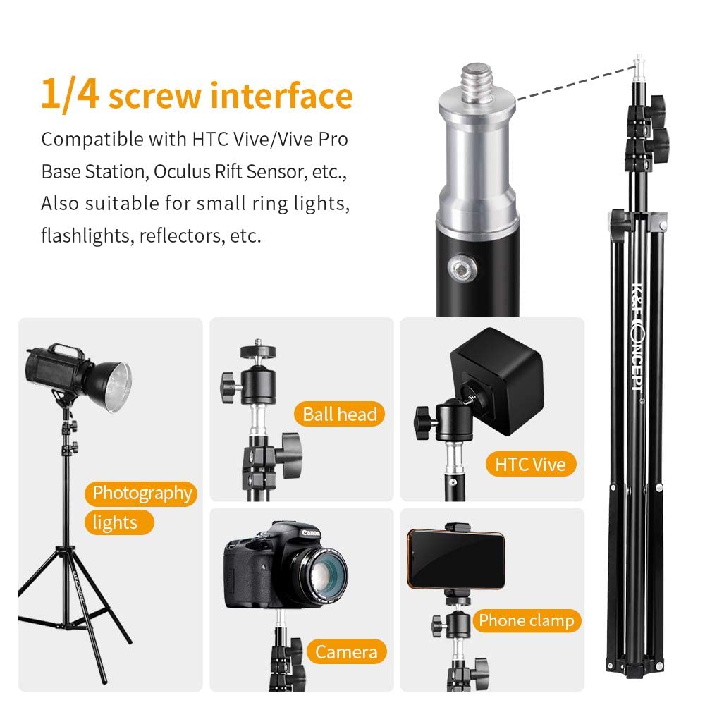 K&F Concept 4 Pack Aluminum Light Stands with Ball Head & Hot Shoe - Professional Photography Equipment for Video, Portrait, Product Shoots - Perfect for Reflectors, Softboxes, Umbrellas & Backdrops - Ideal for Studio, Outdoor & Event Photography
