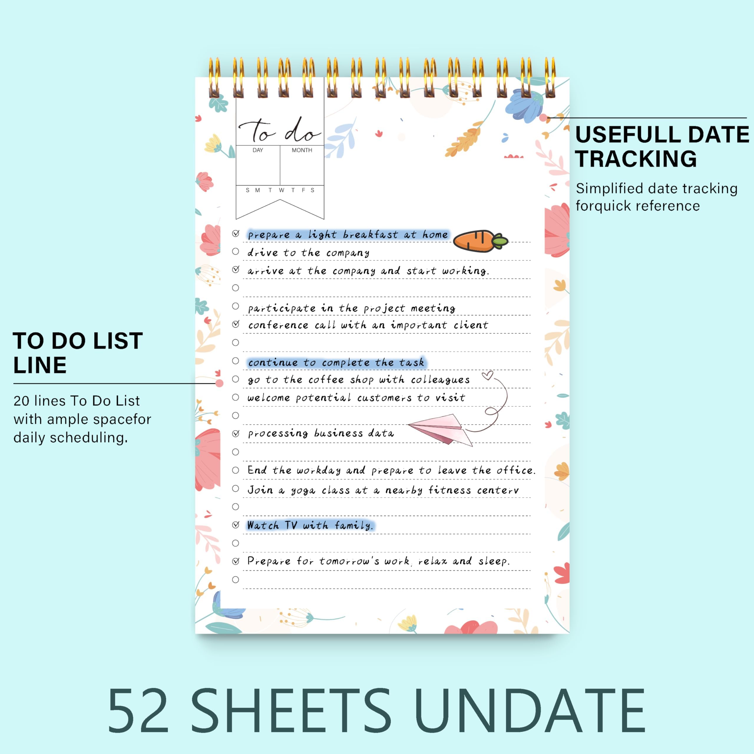 Floral To-Do List Notepads - 5.5