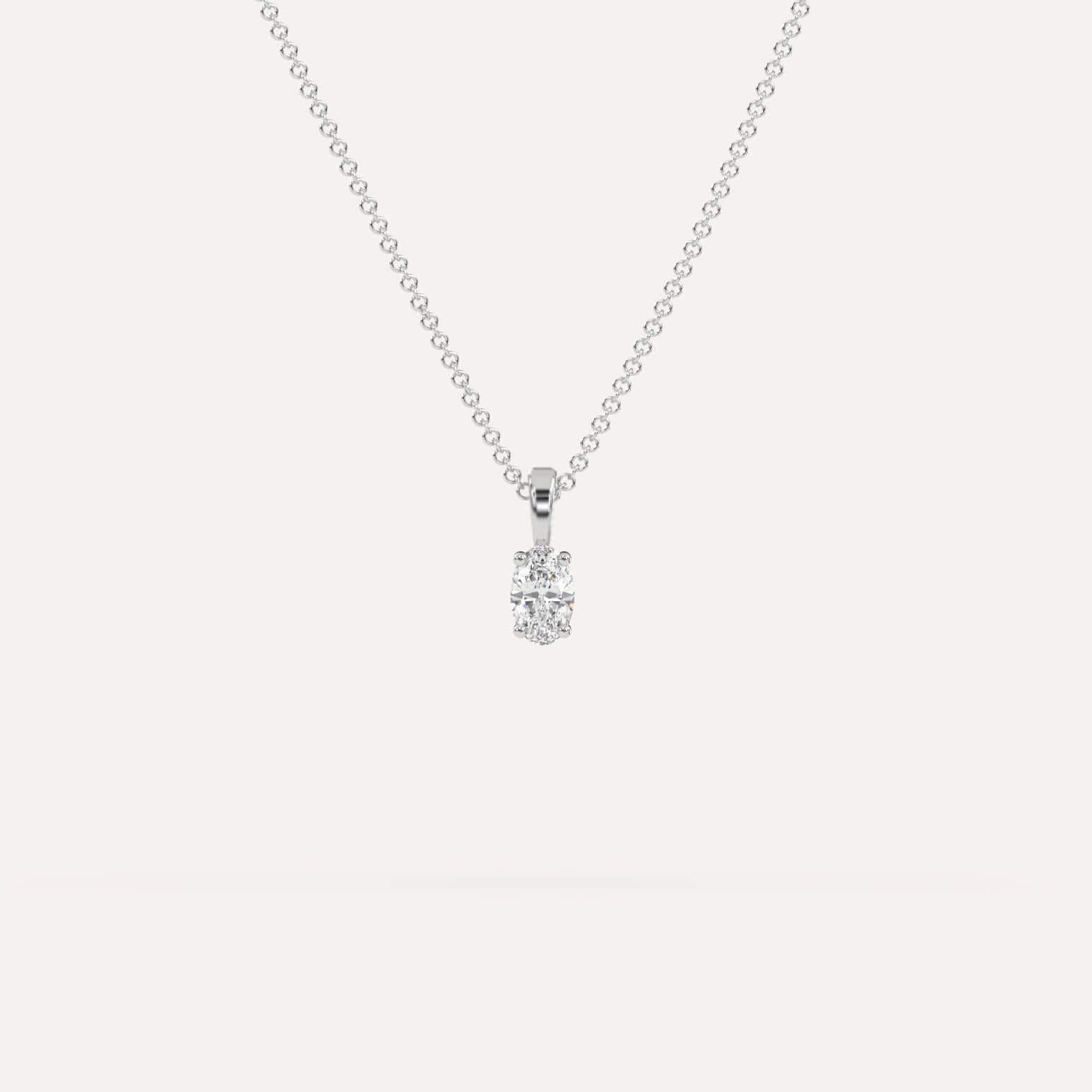 1/4 Carat Oval Diamond Pendant Necklace for Women - 14K White Gold Elegant Jewelry Gift for Anniversary, Valentine's Day & Special Occasions