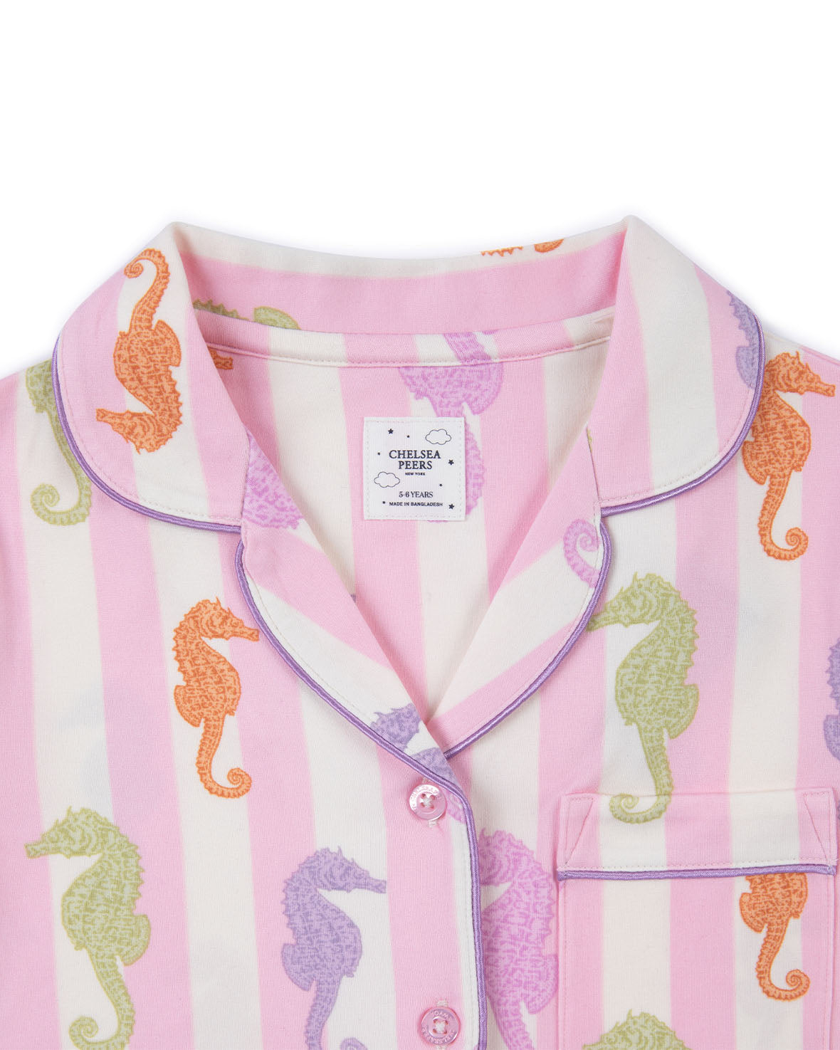 Boys' Seahorse Stripe Print Cotton Short Pajama Set - Soft & Comfortable Sleepwear for Kids - Perfect for Summer Nights & Sleepovers