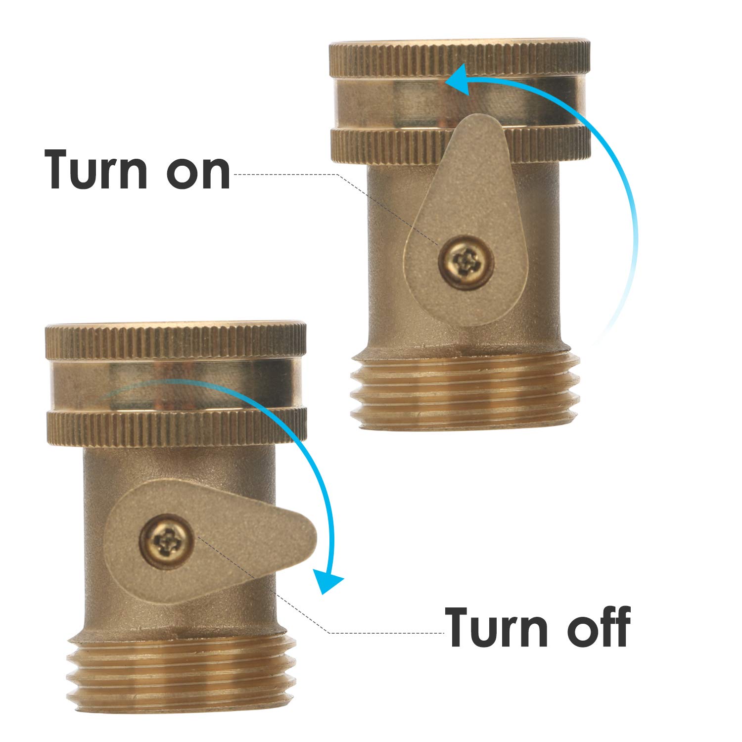 STYDDI Brass Garden Hose Shut Off Valve - 2 Pack with Washers for Outdoor Watering