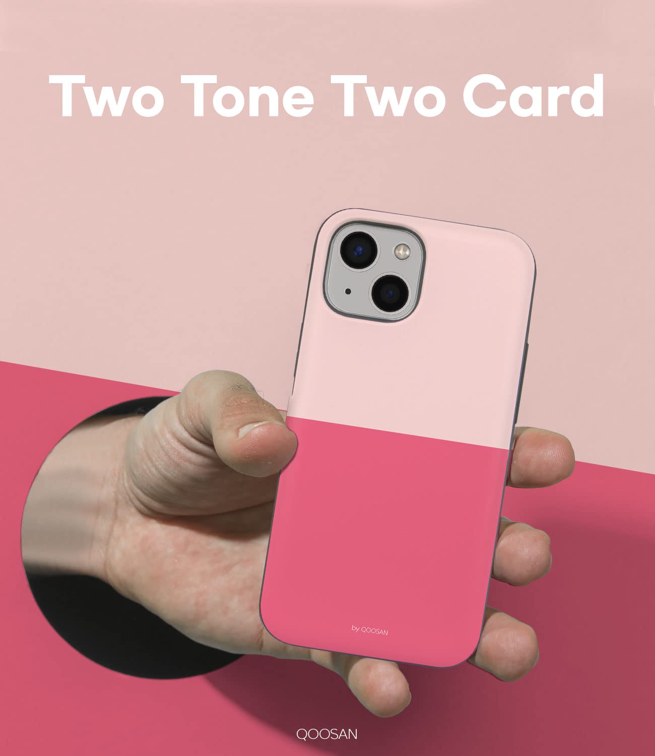 Qoosan Slim iPhone 13 Mini Case with Built-in Card Holder & Mirror - Protective Wallet Phone Cover for iPhone 13 Mini 5.4 Inch (Pink) - Perfect for Everyday Use, Travel & Hands-Free Convenience