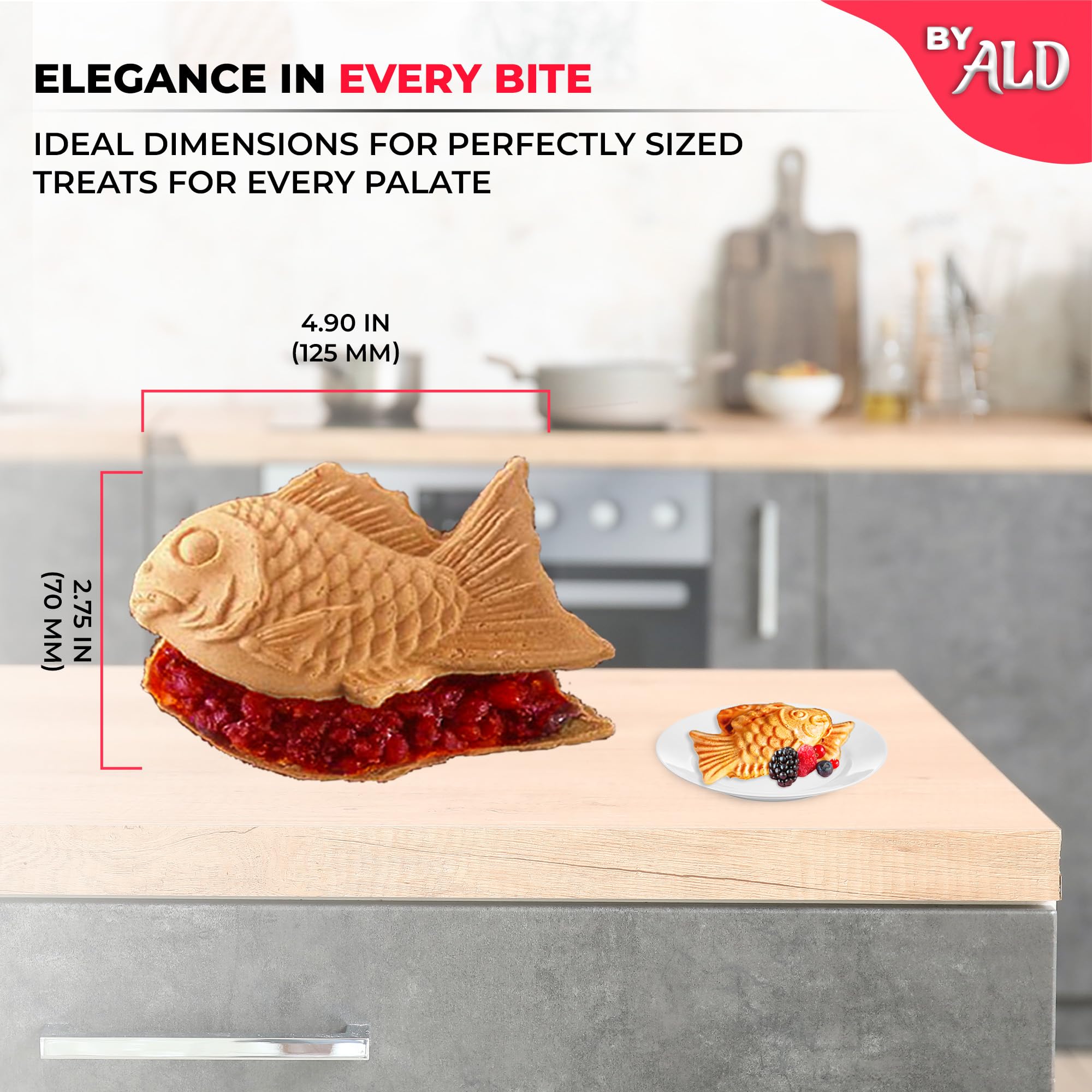 ALDKitchen Commercial Taiyaki Fish Waffle Maker - Nonstick Baking Iron for 6 Fish-Shaped Pancakes - 110V Electric Waffle Machine for Home, Cafes & Street Food Business