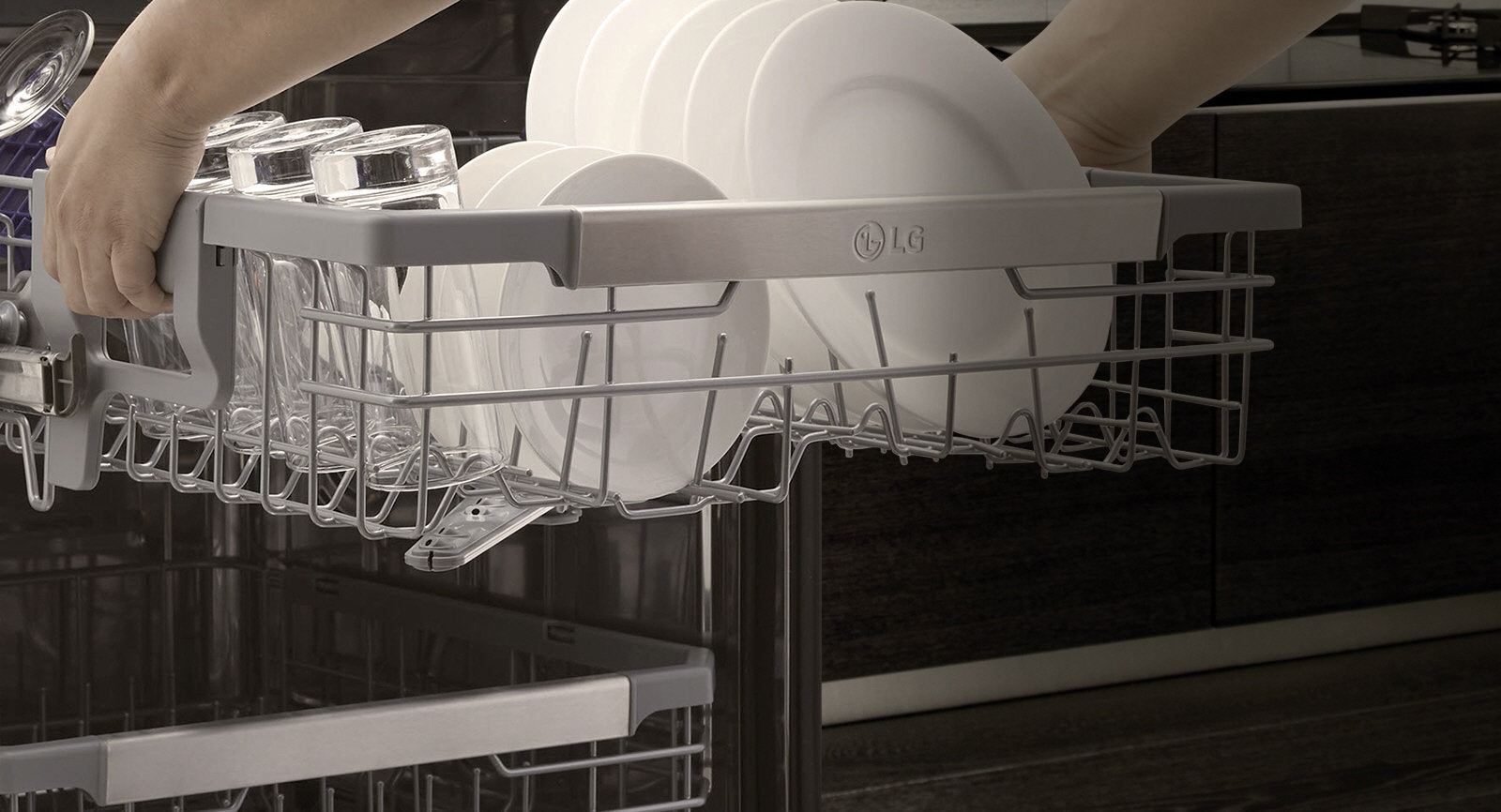 LG 14 Place Settings QuadWash Dishwasher in Platinum Steel Finish XD5B14PS - Perfect for Large Families & Entertaining Guests