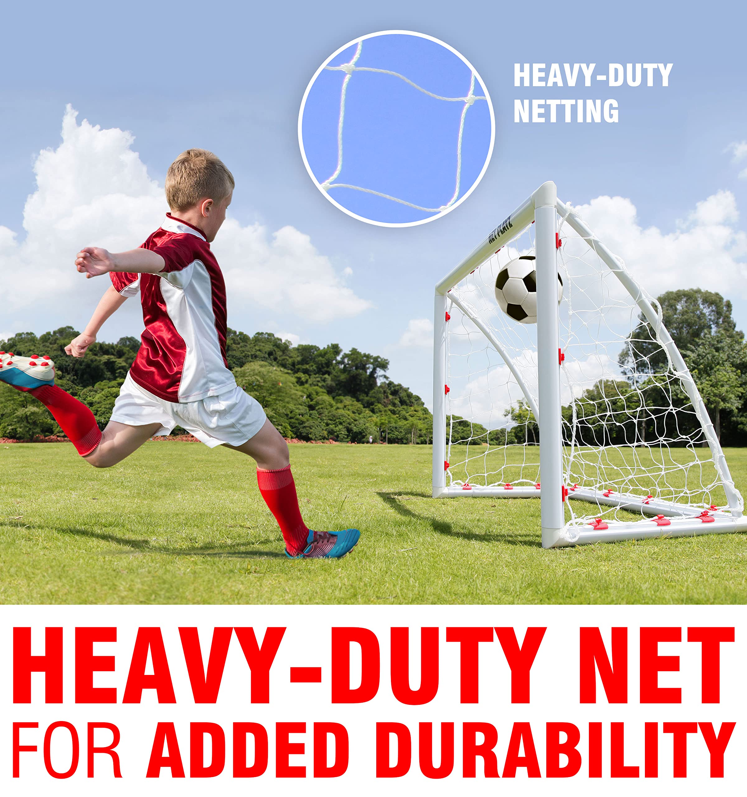 Portable 4x3ft Kids Soccer Goal with Net - High Strength Fast Setup Backyard Football Training Equipment for Ages 3-14 - Perfect for Youth Practice, Birthday Gifts & Outdoor Play (Weatherproof)