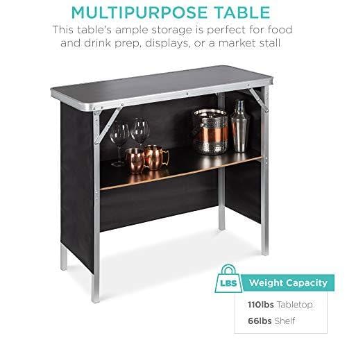 Premium Portable Pop Up Bar Table with Carrying Case & Removable Skirt - Perfect for Outdoor Parties, Weddings, and Cocktail Events | Mixology & Bartending Essential