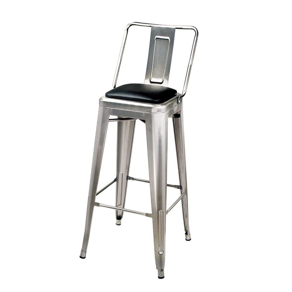 GIA 30-Inch Bar Height Metal Stool with Black Vegan Leather Seat - Gunmetal Finish - Modern Kitchen Island & Counter Height Stool for Home, Bar, Restaurant & Cafe Use