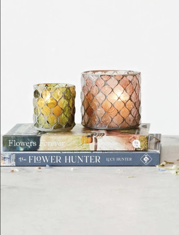 Eco-Friendly Recycled Glass Mosaic Tealight Holders & Votive Candle Holders - Perfect for Home Decor, Wedding Centerpieces, and Spa Relaxation