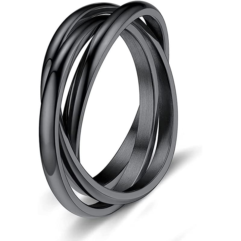 Minimalist Stainless Steel Stacking Cross Rings for Women & Men - Triple Interlocking Wedding Bands, Promise & Engagement Rings - Perfect Couple Gift for Anniversaries, Valentine's Day & Everyday Wear