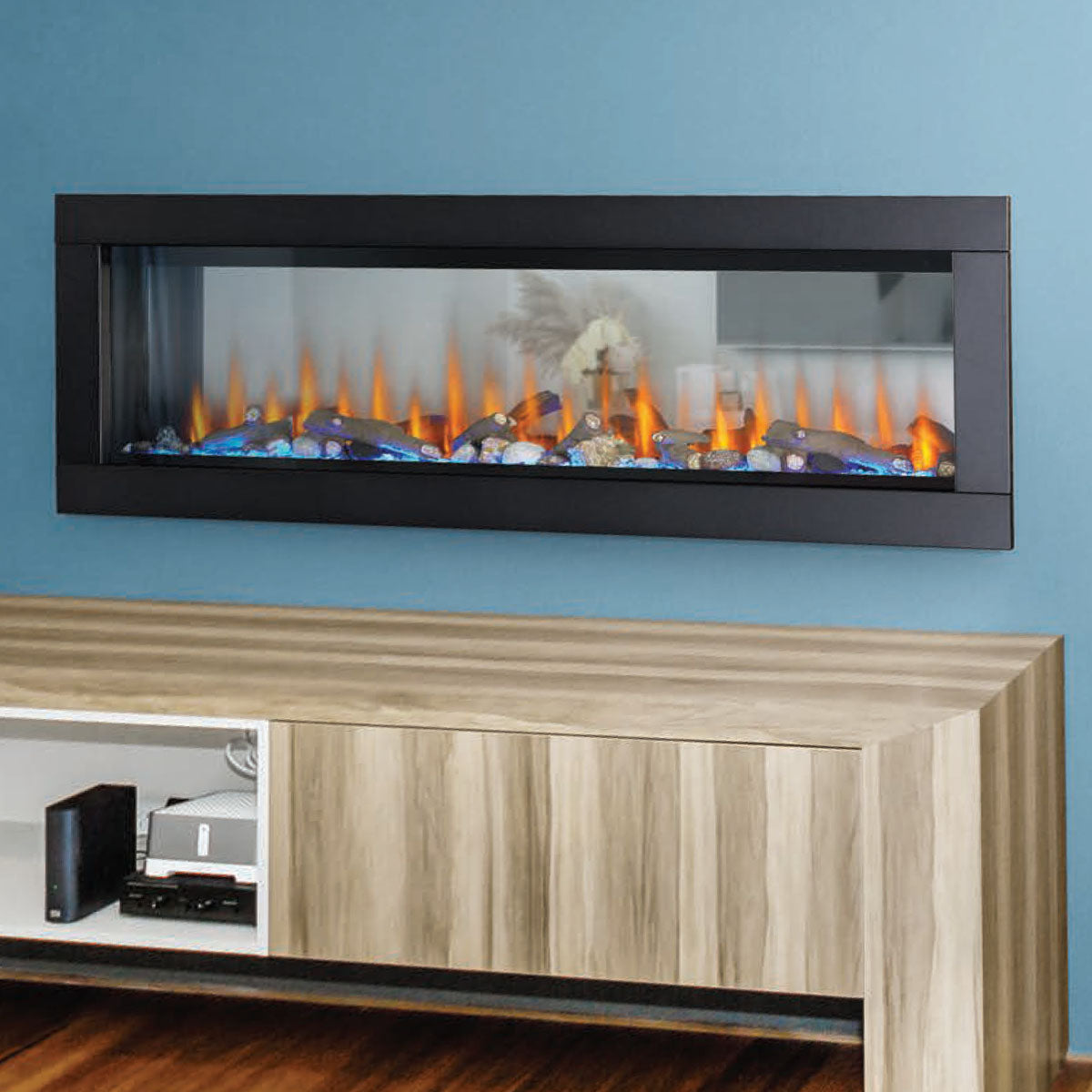 Napoleon Clearion Elite 60-Inch See-Through Electric Fireplace - Modern Indoor Heating for Living Room, Bedroom & Office Spaces