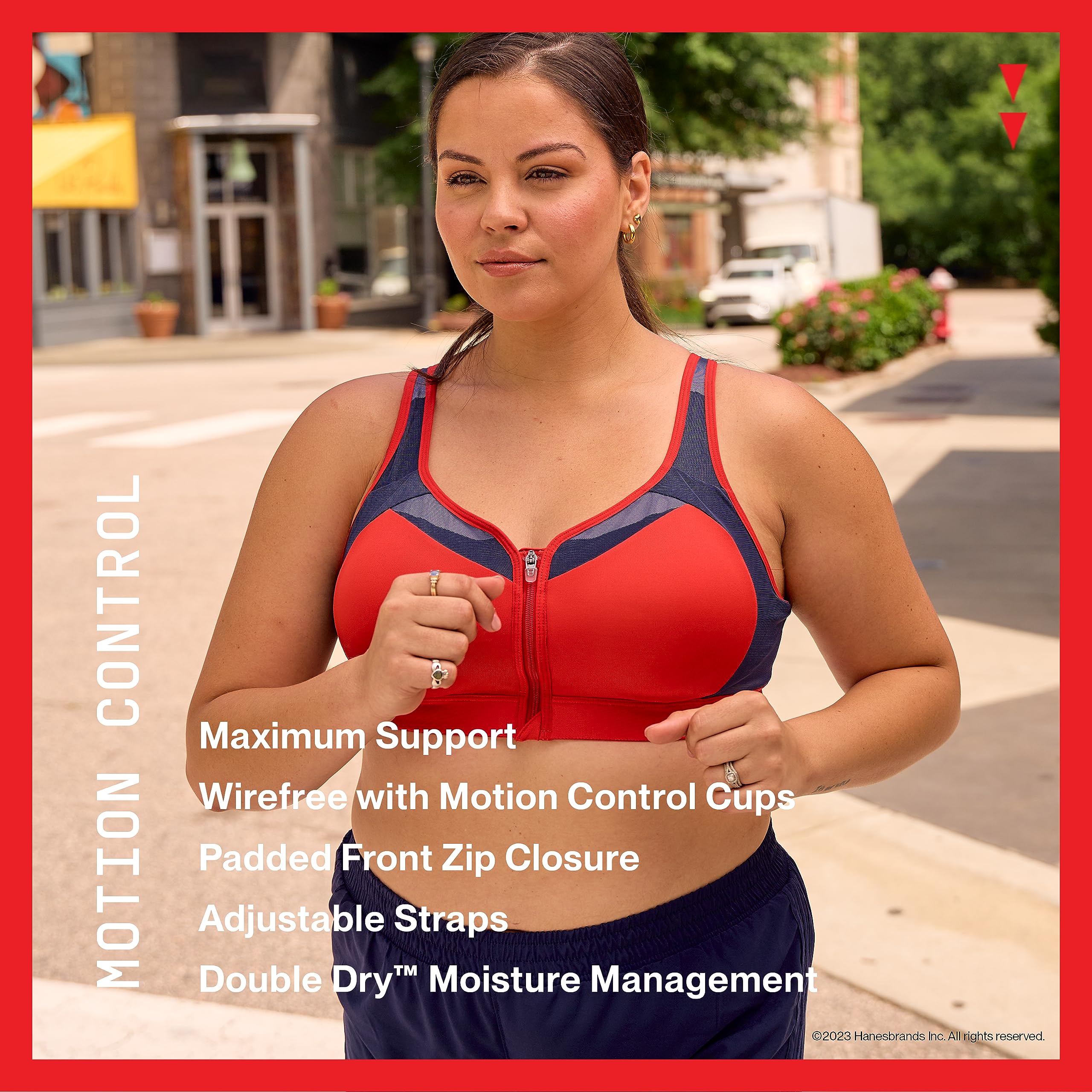 Champion Women's High Impact Sports Bra with Motion Control & Front Zip - Wirefree Support for Running, Gym Workouts & Intense Training
