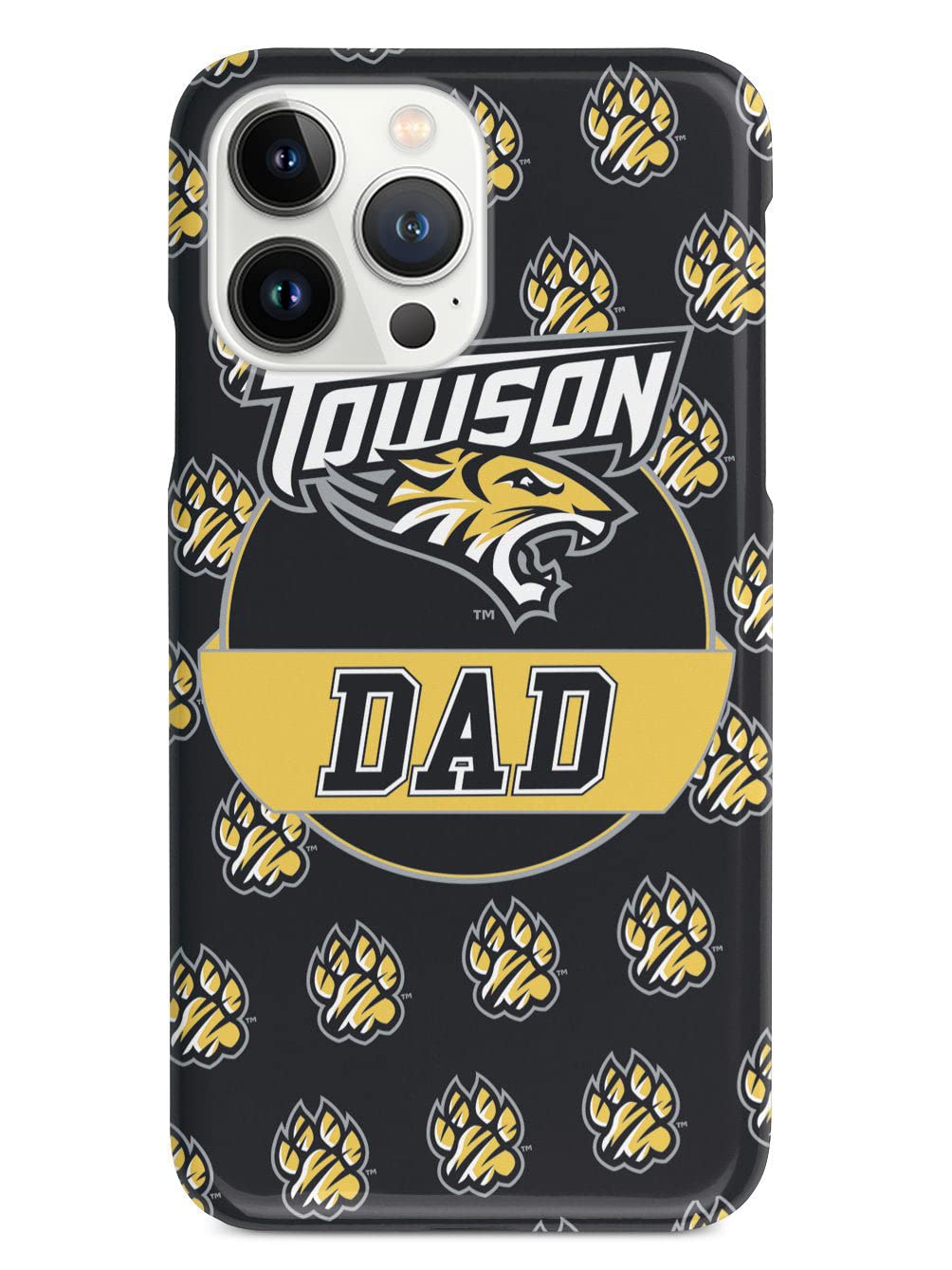 3D Textured iPhone 15 Pro Max Case - Shockproof Rubber Bumper Cover - Protective Phone Case for Apple iPhone 15 Pro Max - College Dad Gift - Towson University Tigers Design - Perfect for School, Work & Daily Use